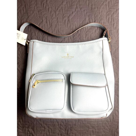 London Fog Emma Multi Pocket Hobo Bag Denim Chic Cute Utility Functional: NWT - Picture 3 of 12
